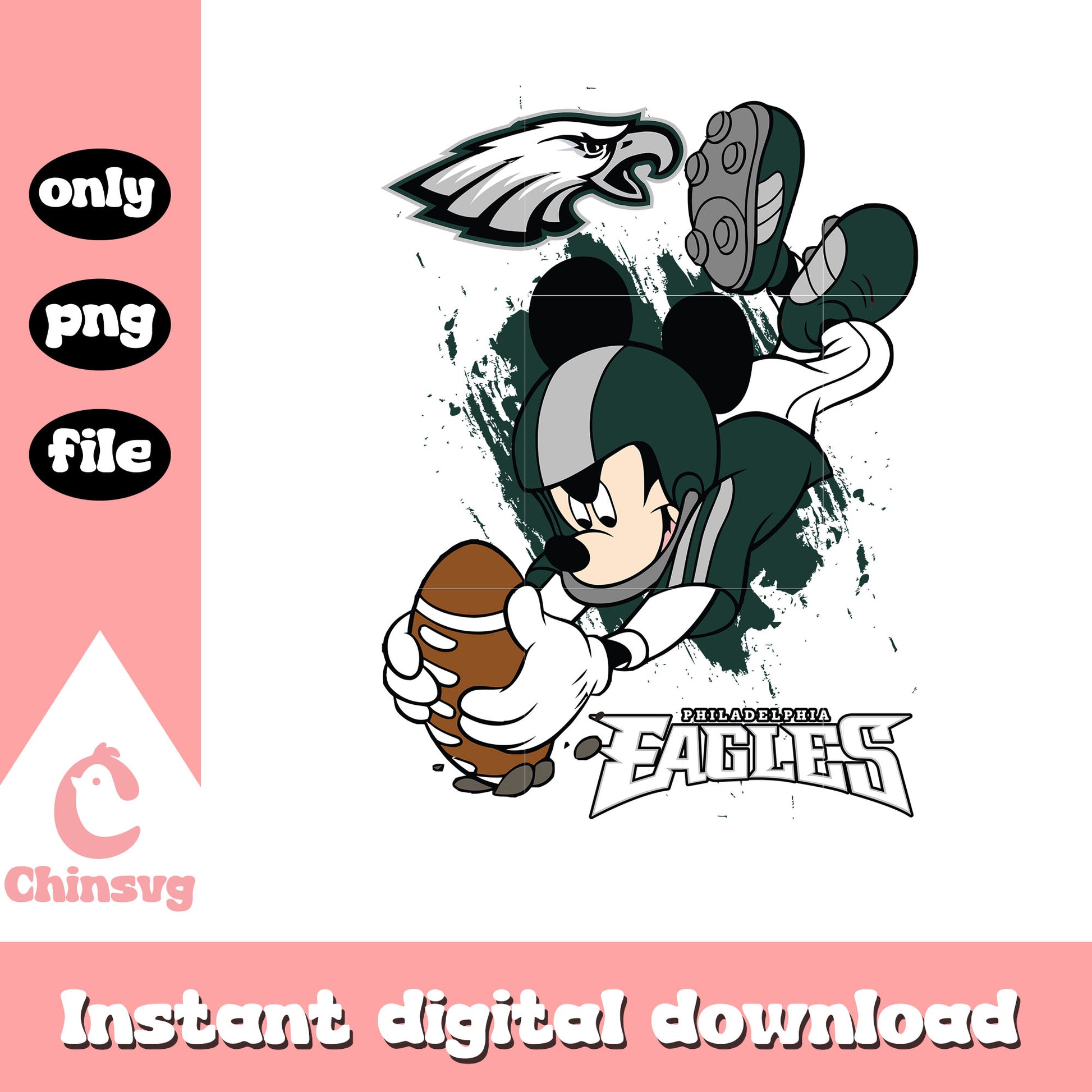 Mickey mouse on the philadelphia eagles football team png, nfl png
