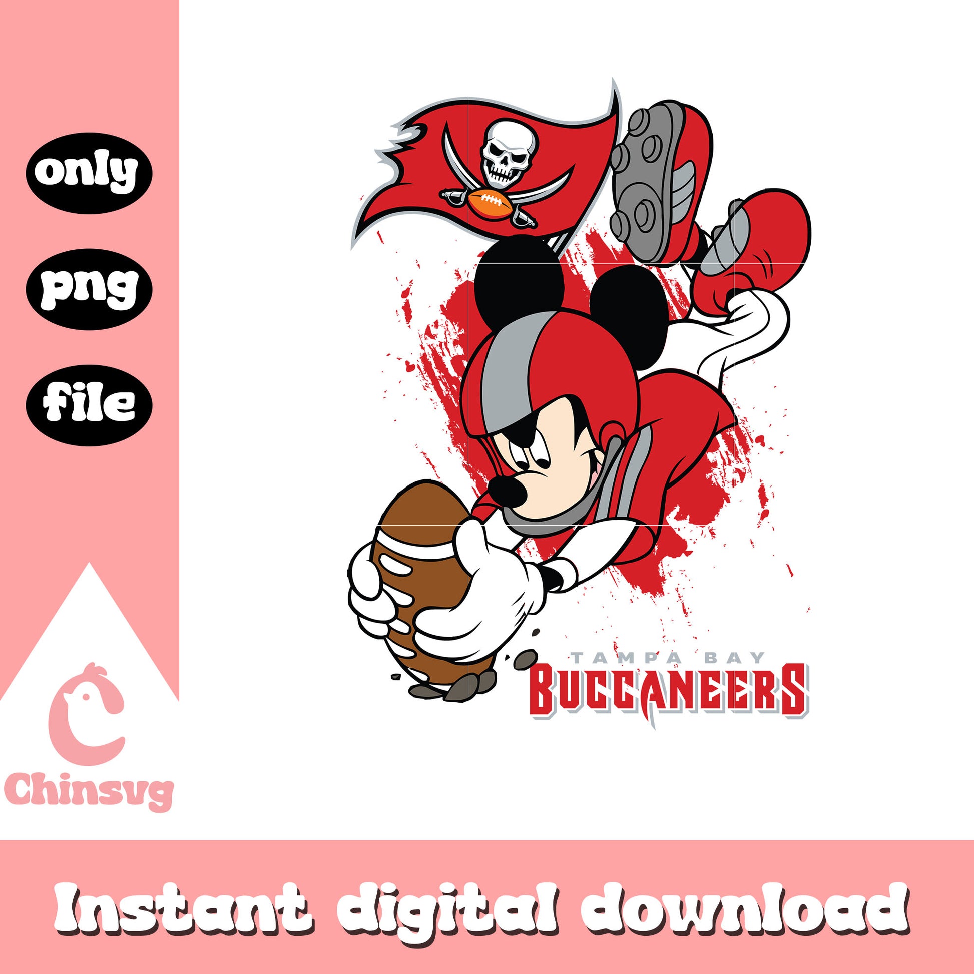 Mickey mouse on the tampa bay buccaneers football team png, nfl png