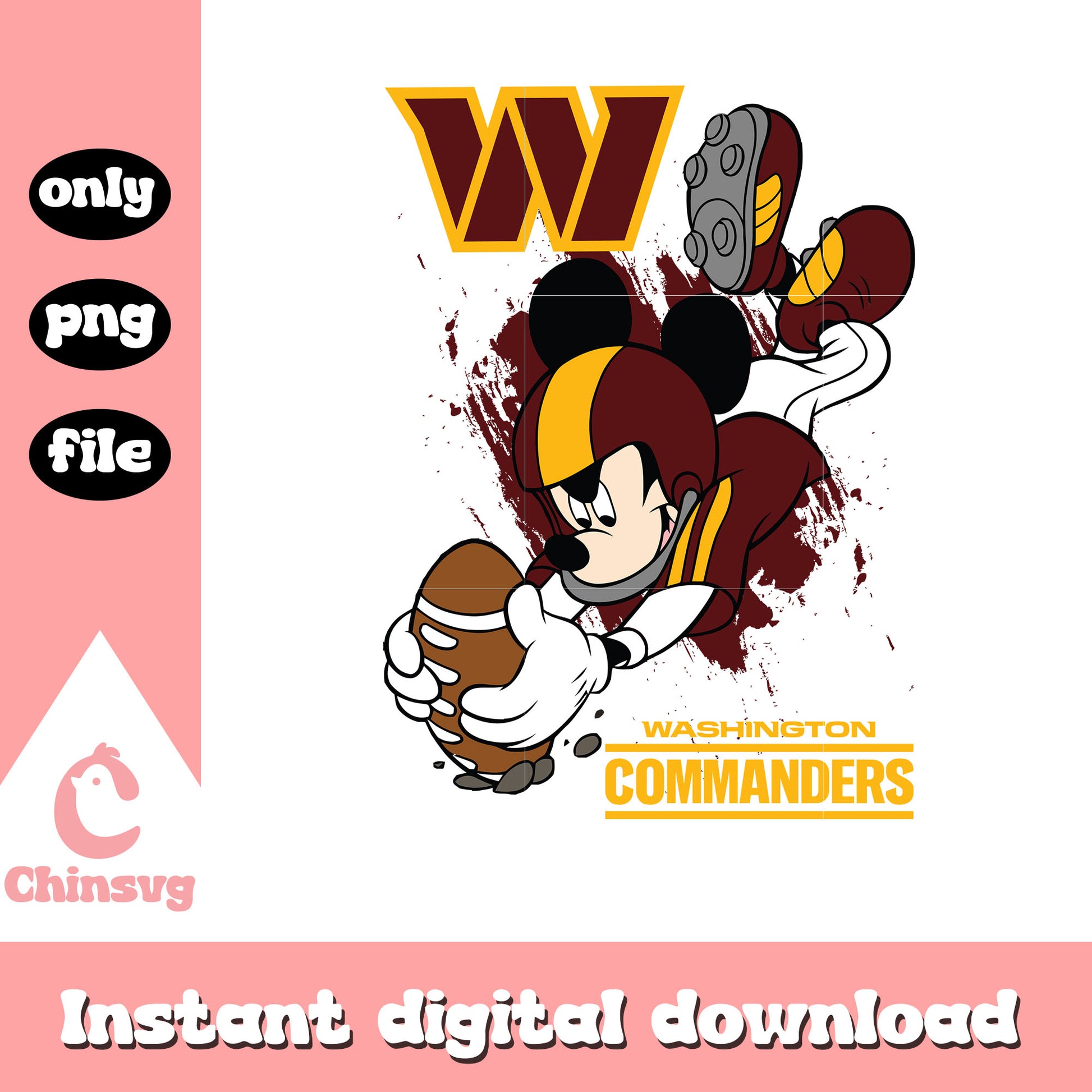 Mickey mouse on the washington commanders football team png, nfl png