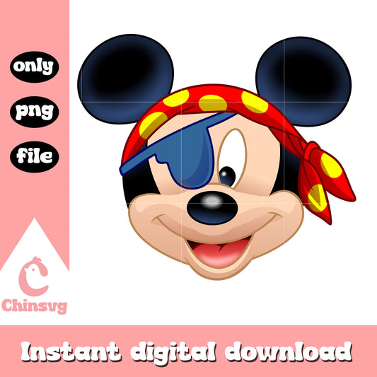 Mickey mouse pirates design png, disney mickey face png