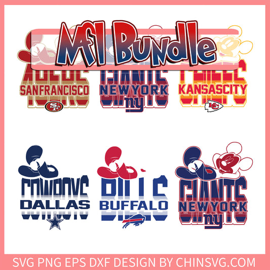 Mickey nfl football fan design bundle svg, mickey mouse svg