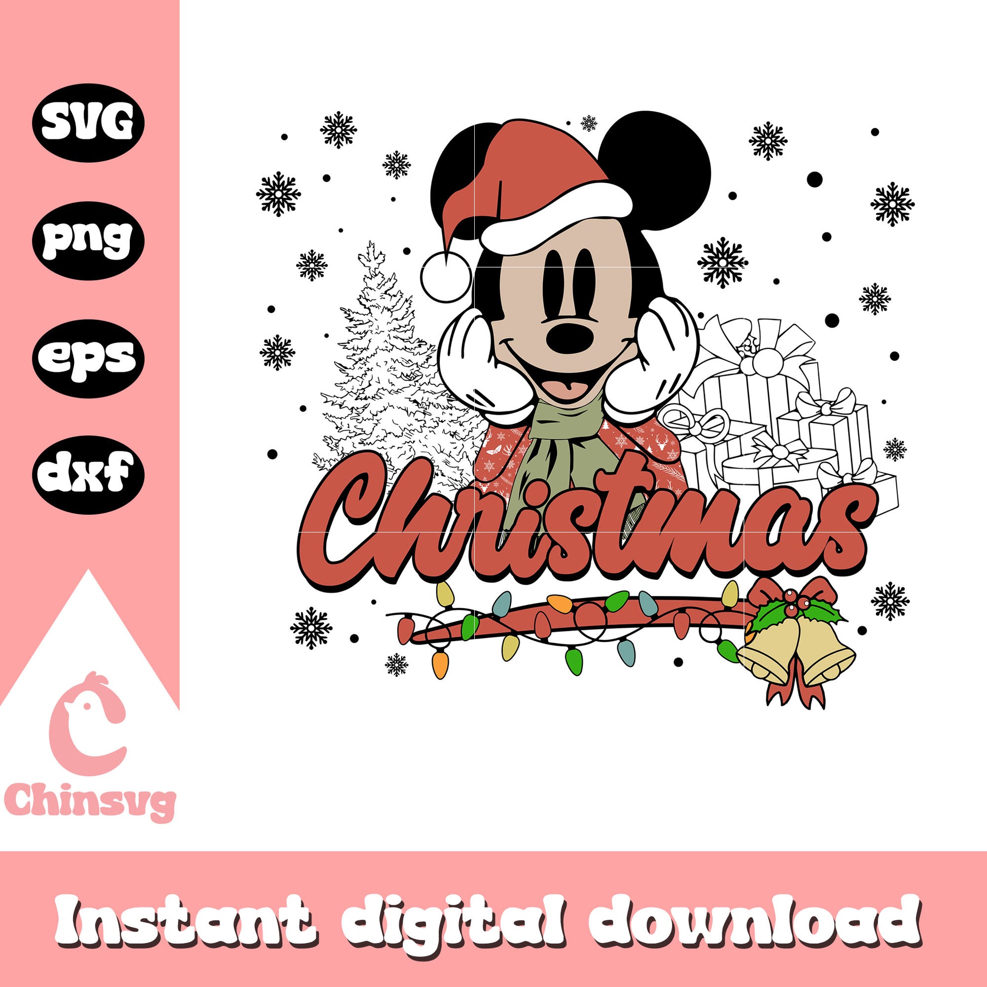 Mickey on christmas day design svg, disney merry christmas svg