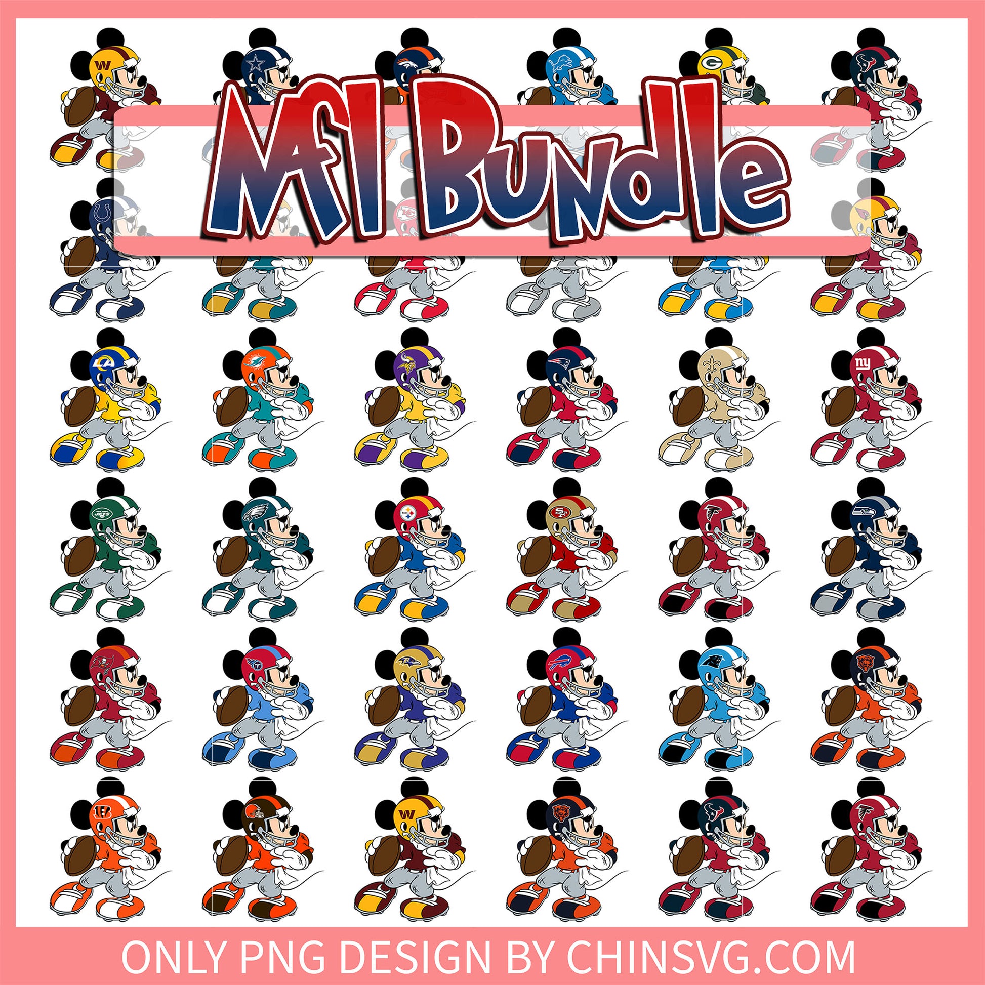 Mickey player nfl teams bundle png, mickey mouse png, nfl football png