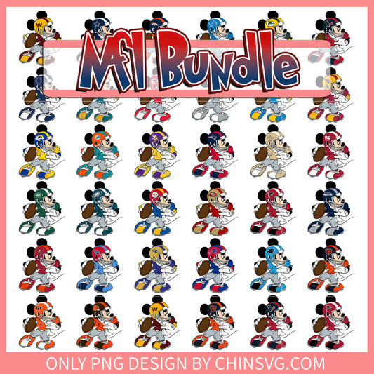 Mickey player nfl teams bundle png, mickey mouse png, nfl football png