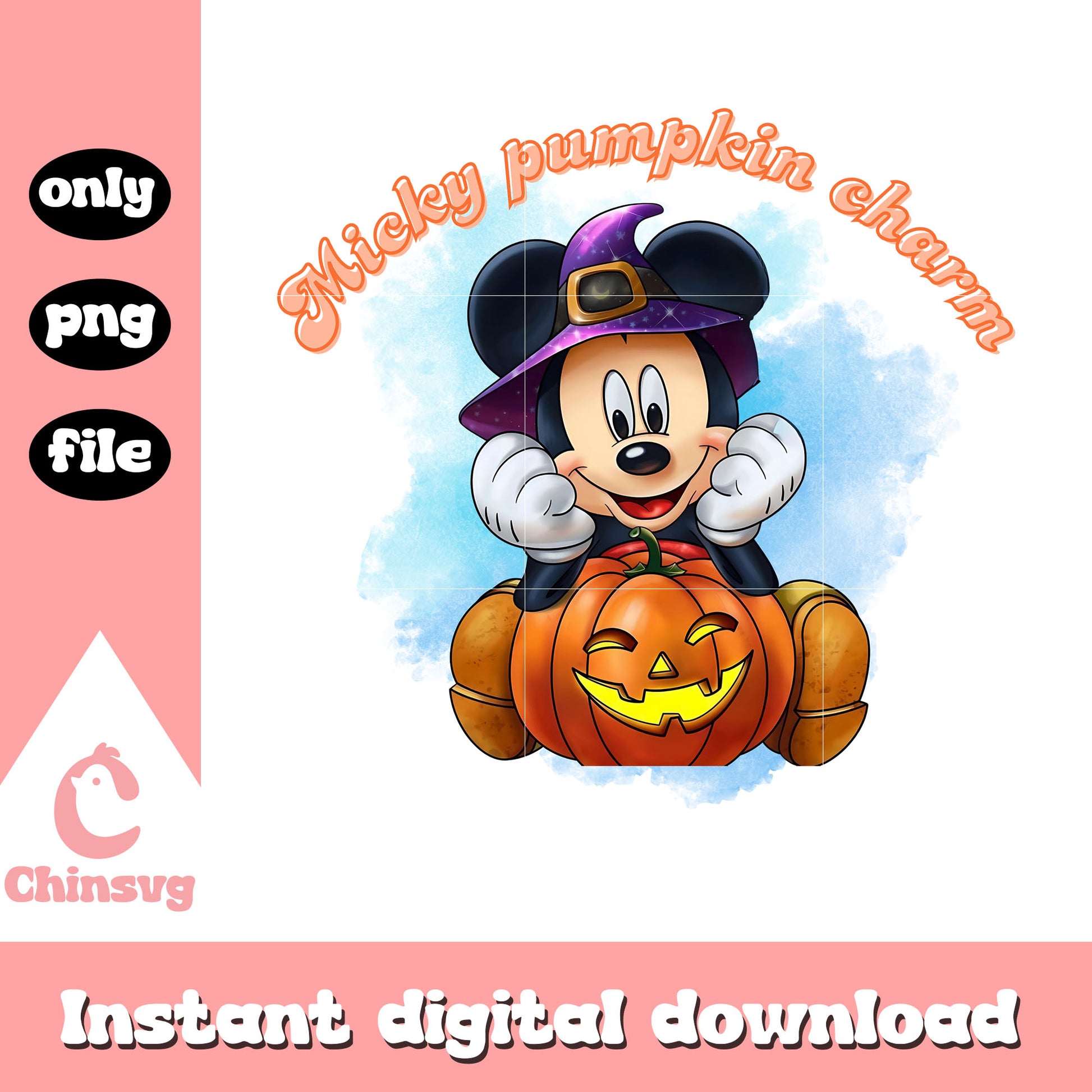 Mickey pumpkin charm design png, costume in halloween png