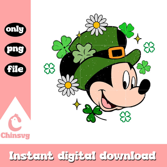 Mickey saint patrick hat flower png, happy saint patricks day png