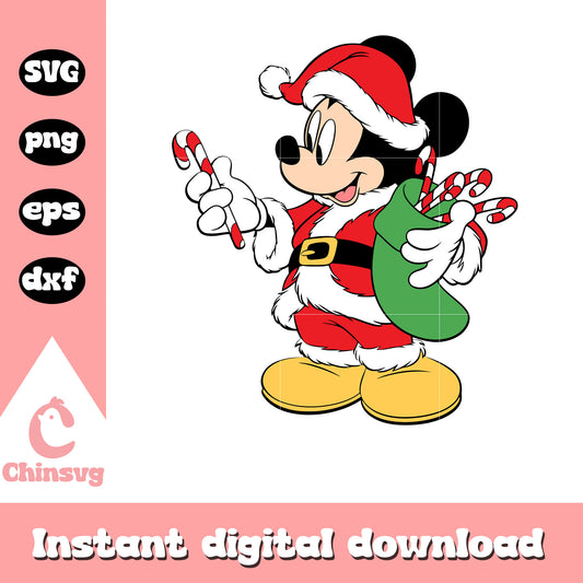 Mickey santa claus and christmas present svg, mickey mouse christmas​ svg