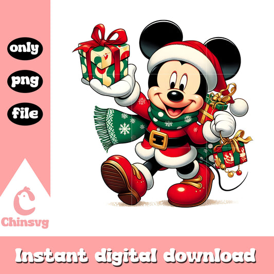 Mickey santa claus on christmas  day png, mickey character png