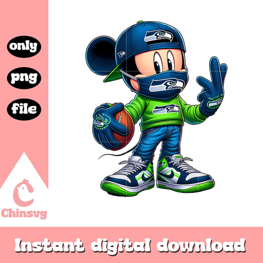Mickey seahawks t shirt green png, nfl seattle seahawks​ png