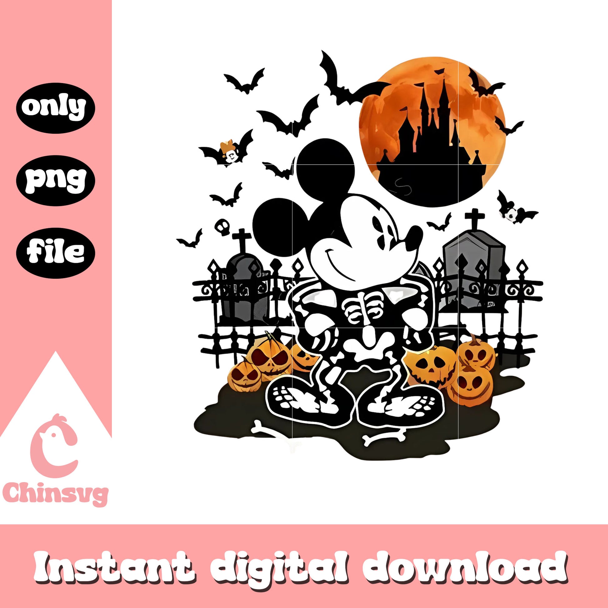 Mickey skeleton on halloween night png, skeleton png