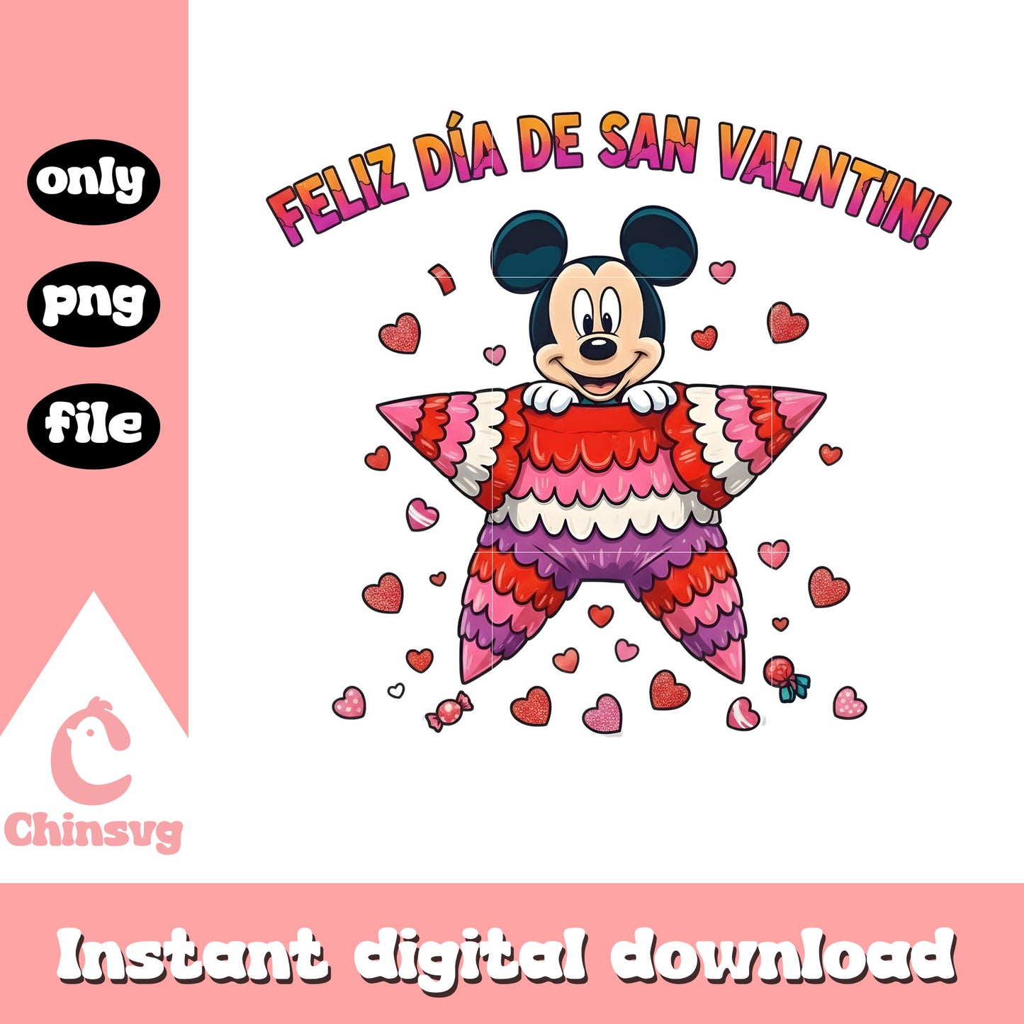 Mickey star color valentine png, disney valentine's day png