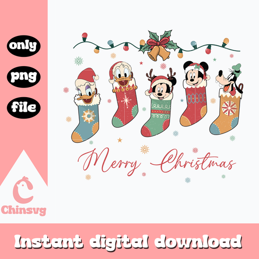 Mickey stocking marry christmas png, mickey png, christmas png