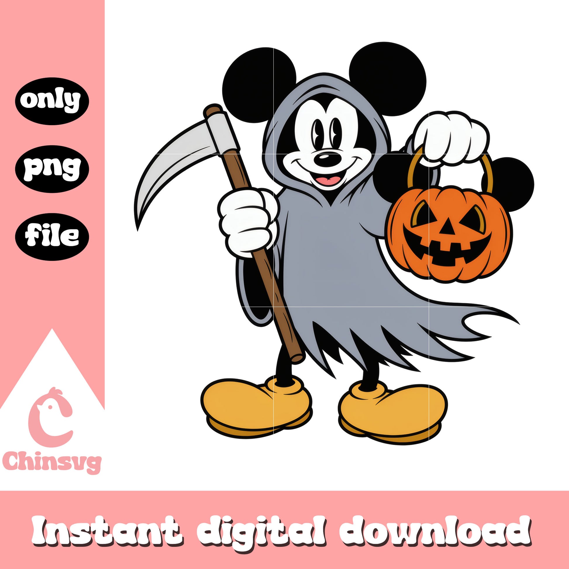 Mickey the death carry pumpkin candy bag design png, disney png