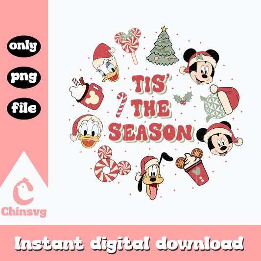 Mickey tis the season png, mickey png, christmas png
