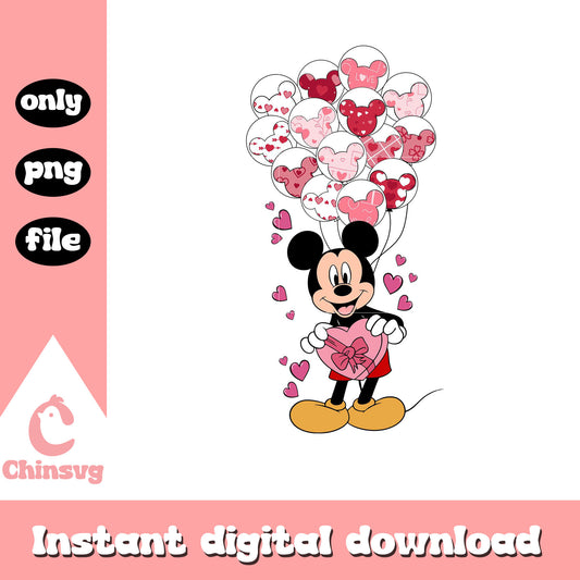 Mickey valentine mickey balloon png, valentine present png
