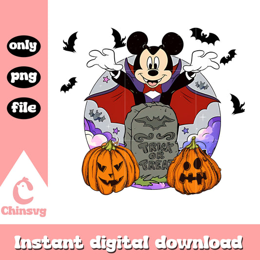 Mickey vampire pumpkin tombstone png, trick or treat png