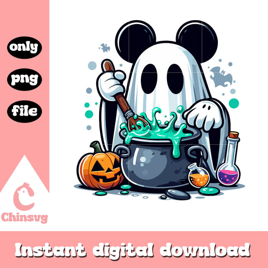 Mickey witch ghost design png, halloween disney png