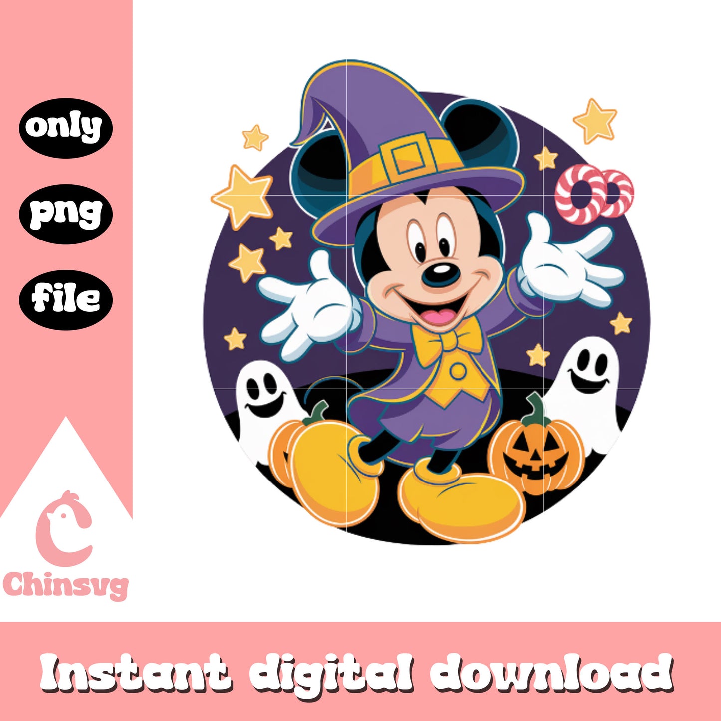 Mickey witch on halloween png, halloween decor png