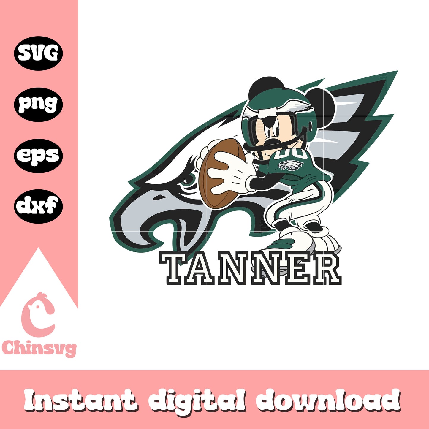 Miickey philadelphia eagles tanner svg, nfl stats svg