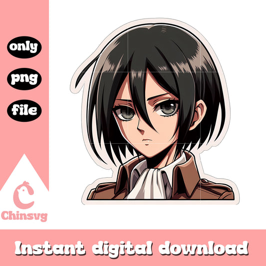 Mikasa face clipping png, mikasa ackerman png, AOT anime png