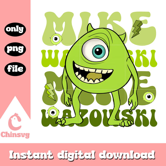 Mike Wazowski 2d smiling png, Mike Wazowski monster png
