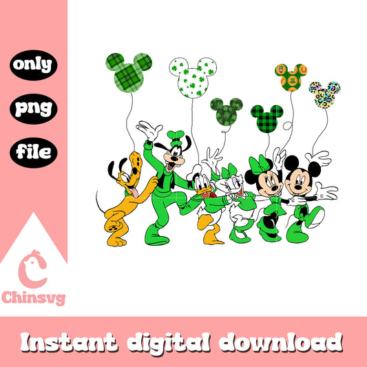 Mikey and friends patrick day balloon png, st. patrick's day png