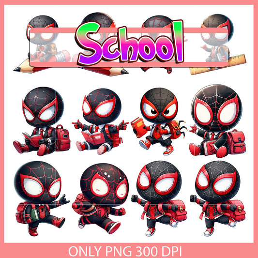 Miles morales back to school design bundle png, miles morales png