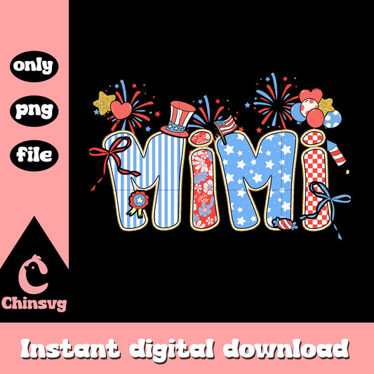 Mimi america vibe png, mimi 4th of july png, mimi usa font png