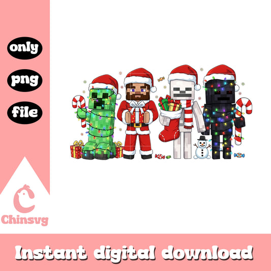 Minecraft character christmas outfits png, minecraft game png