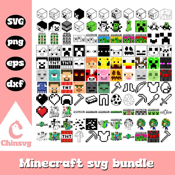 Minecraft characters face design bundle svg, character for minecraft s ...