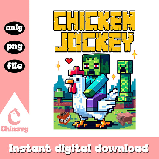 Minecraft chicken jockey design png, chicken jockey png