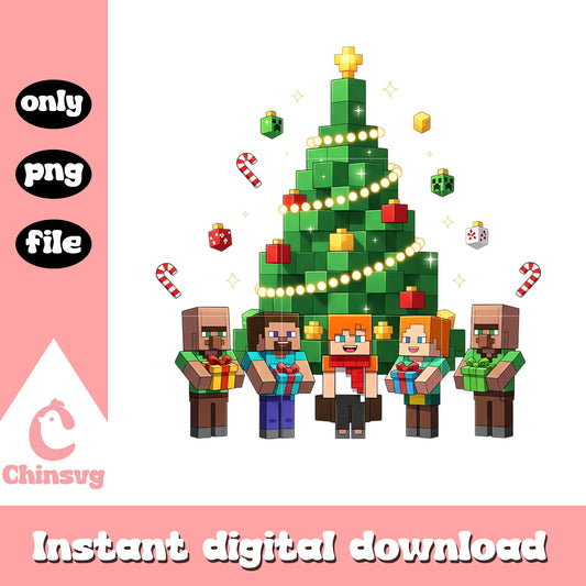 Minecraft christmas day png, minecraft christmas tree png
