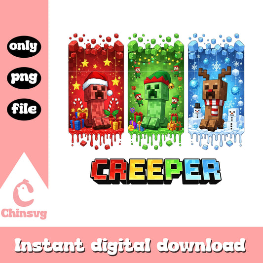 Minecraft creeper character png, minecraft christmas png
