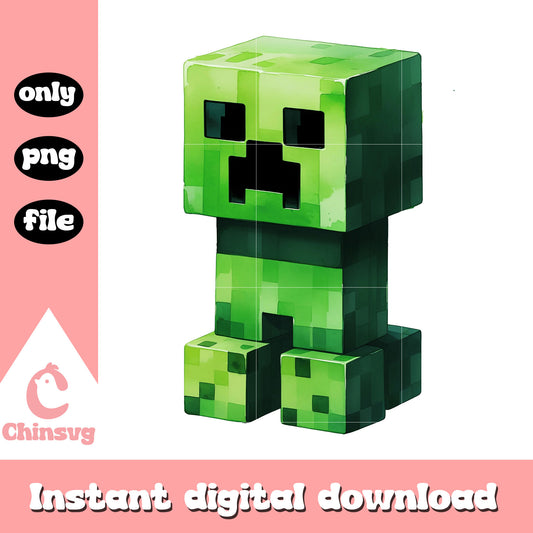 Minecraft creeper chibi design png, creeper character​ png