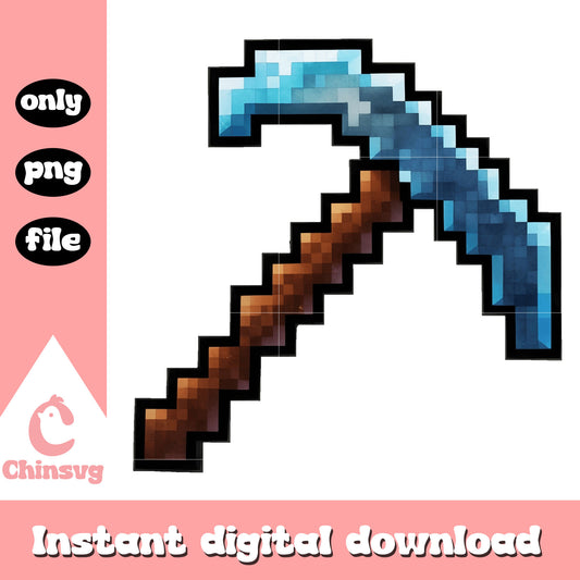 Minecraft diamond pickaxe design png, pickaxe minecraft​ png