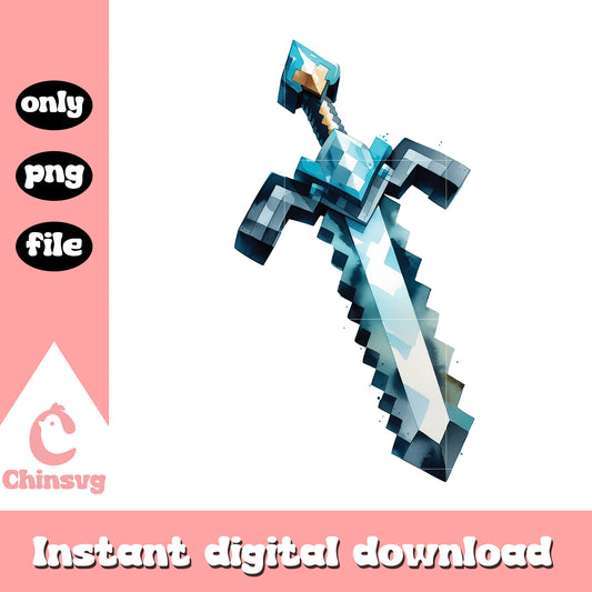 Minecraft diamond sword png, diamond minecraft sword​ png