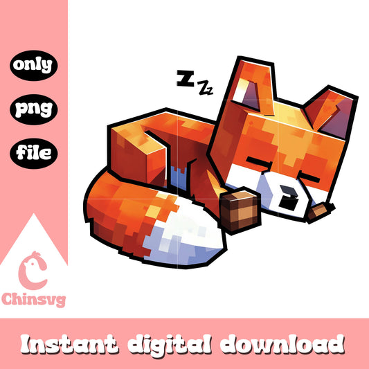 Minecraft fox sleeping design png, fox minecraft​ png