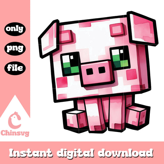 Minecraft pig chibi design png, pig minecraft​ png, minecraft​ png