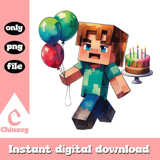 Minecraft steve happy birthday png, minecraft birthday​ png