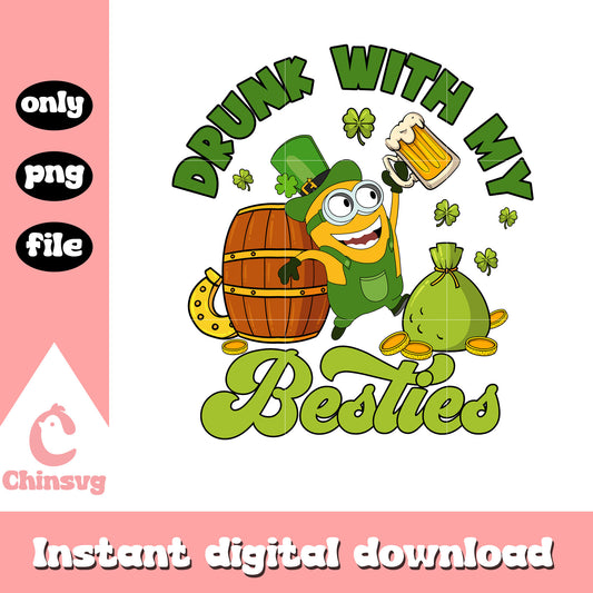 Minion drunk with my besties png, st. patrick's day png