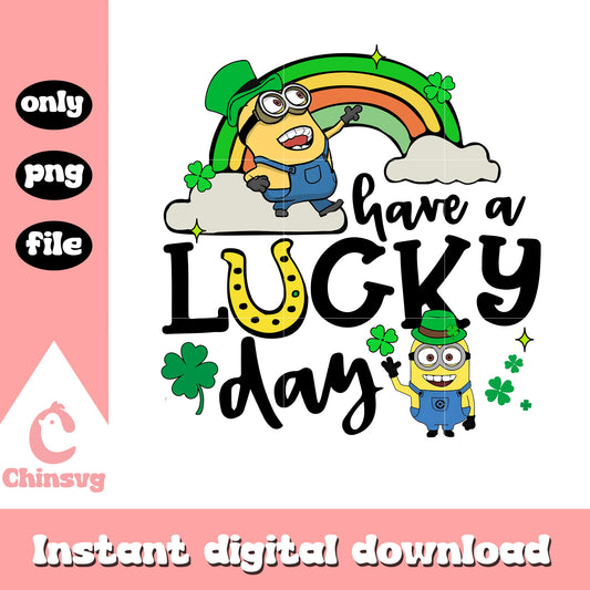 Minion have a lucky day png, cartoon png, saint patrick day png