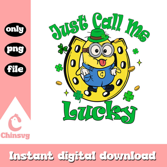 Minion just call me lucky png, cartoon png, saint patrick's day png