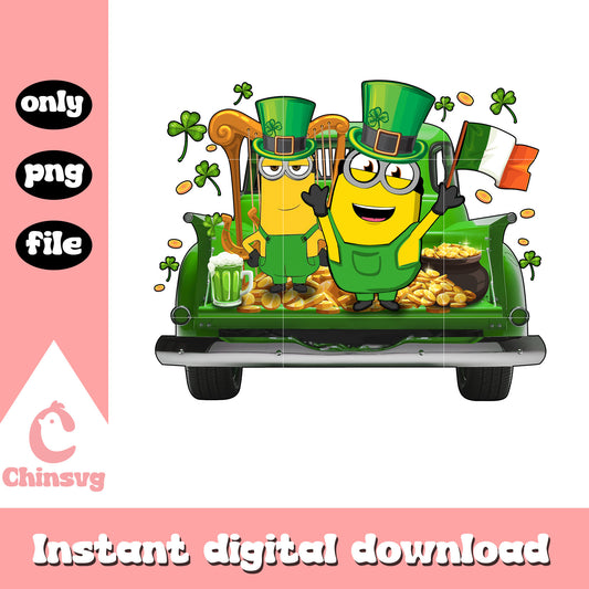 Minions characters patrick car png, st. patrick's day png