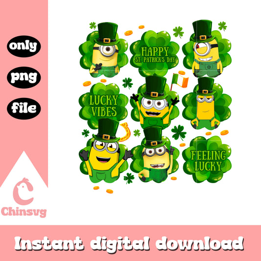 Minions shamrock lucky vibes png, happy saint patricks day png