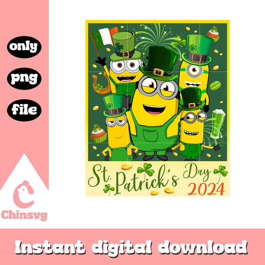 Minions st.patrick day 2024 png, happy saint patricks day png
