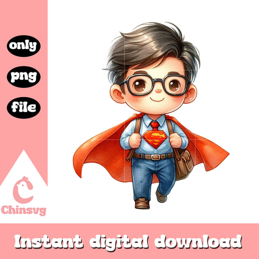 Mini superman school day design png, magic school png