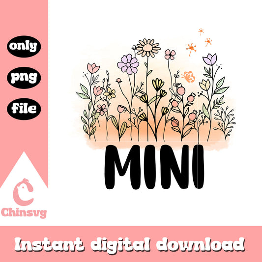 Mini vintage floral font design png, vintage png, font design png