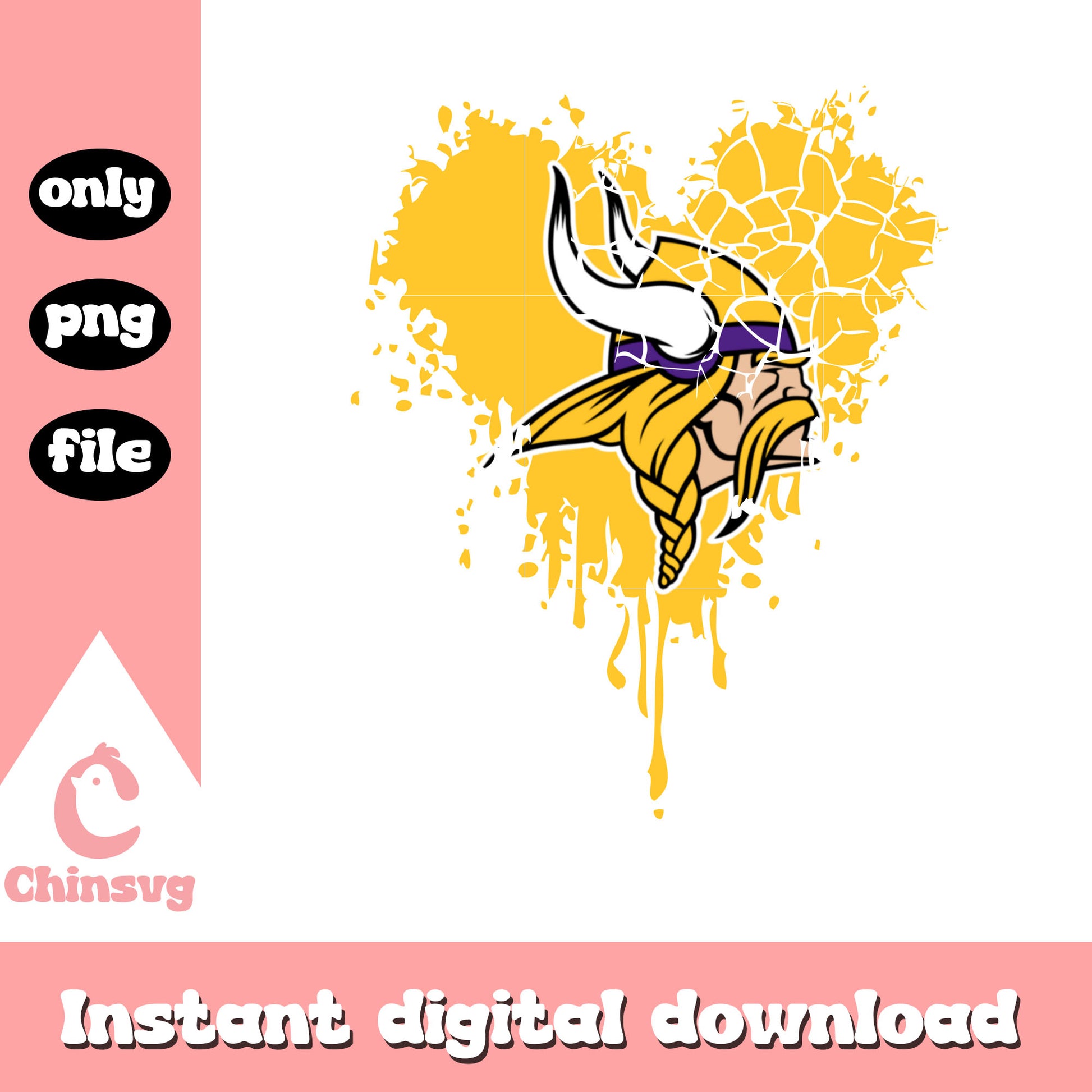 Minnesota Vikings heart logo design png, logo nfl png