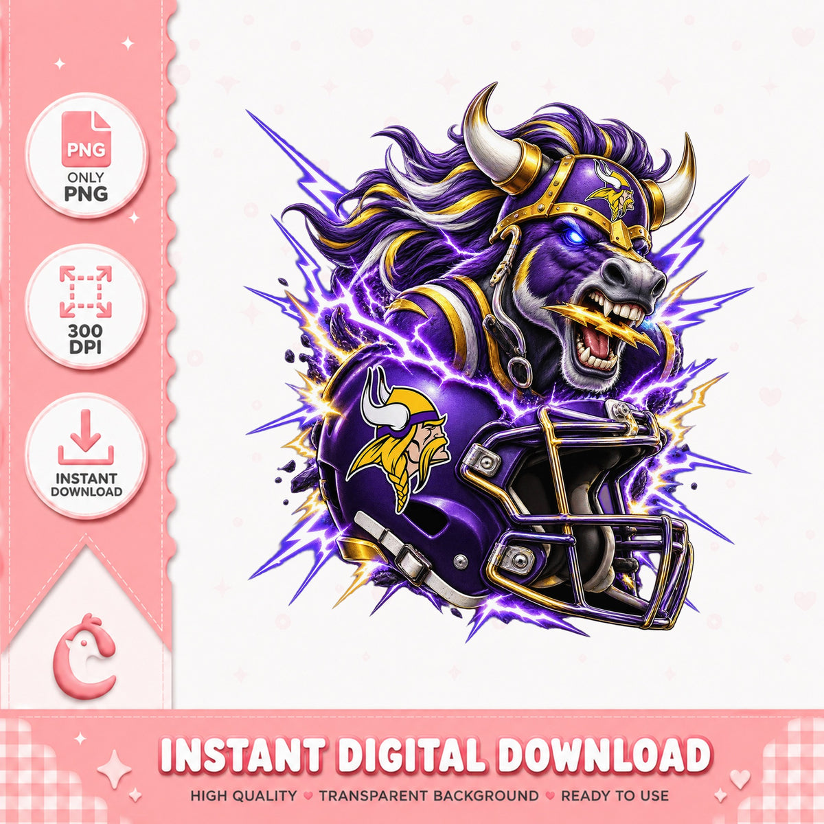 Minnesota Vikings Bear NFL PNG, Football Helmet Design, PNG