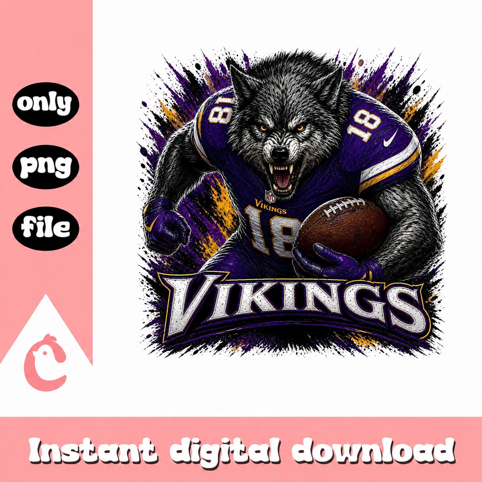Minnesota Vikings Football PNG, Vikings Mascot Wolf PNG, NFL PNG